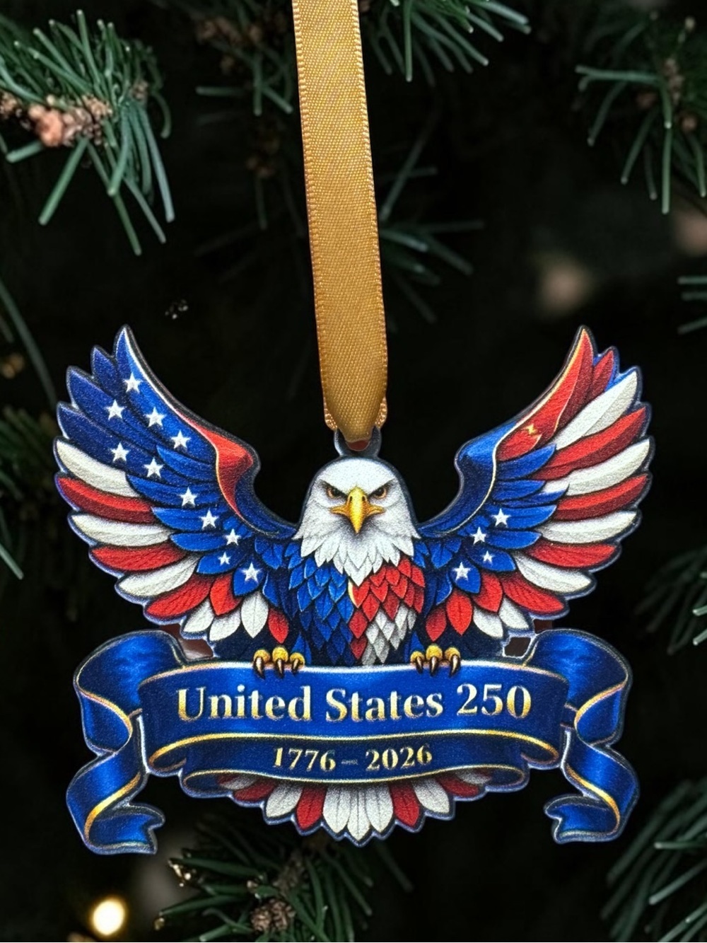 United States 250 Eagle Christmas Ornament